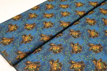 DISCO BLUE FLOWER Afrikanischer-Shweshwe-Stoff-